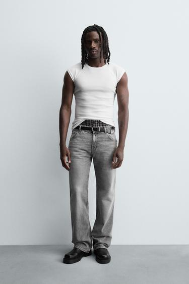 JEANS LOW RISE FLARE FIT - Cinzento da Zara