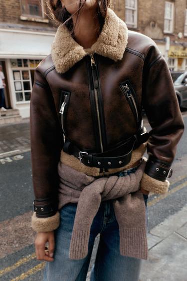 VESTE COURTE DOUBLE FACE - Marron foncé de Zara - Image 1