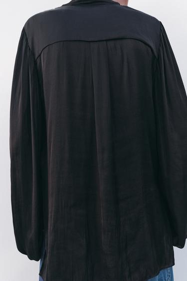 CAMISA MANGA GLOBO ZW COLLECTION - Negro de Zara