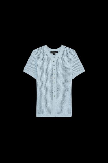 Zara POINTELLE KNIT TOP - Light blue - Image 0