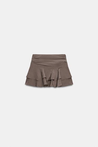 RUFFLED SKORT - Light brown by Zara - Image 0
