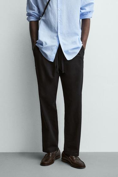 БРЮКИ RELAXED FIT ИЗ СМЕСИ ХЛОПКА — ЧЕРНЫЙ от Zara