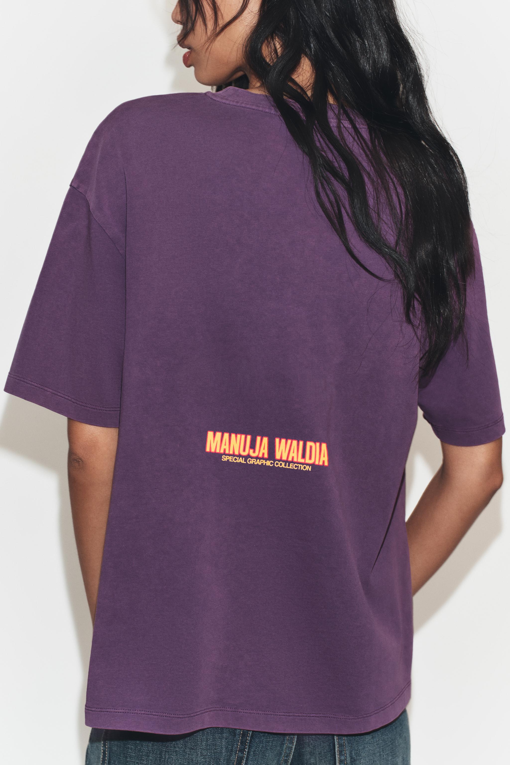 MANUJA WALDIA WASHED EFFECT PRINTED T-SHIRT
