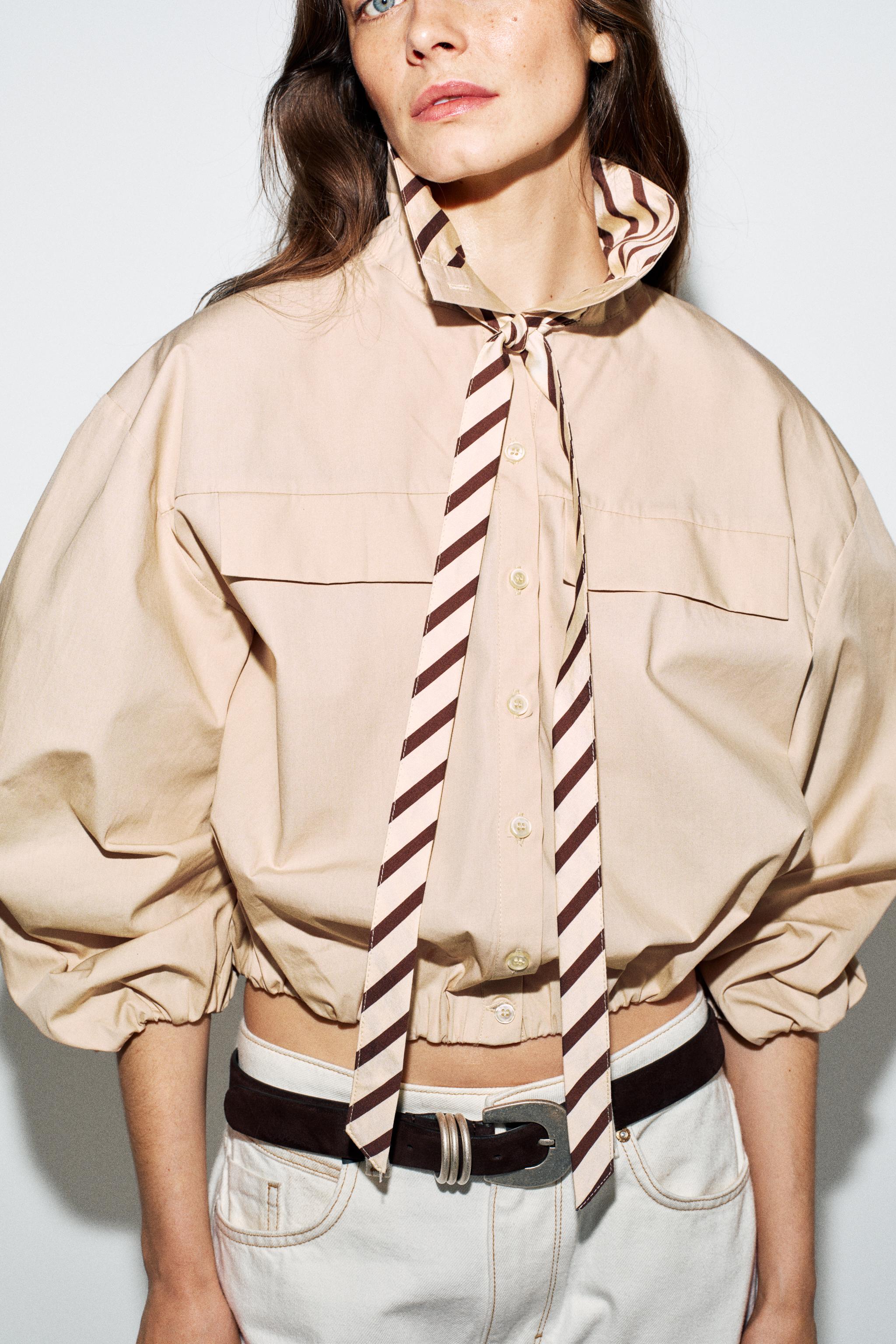 CHEMISE EN POPELINE AVEC COL CONTRASTANT