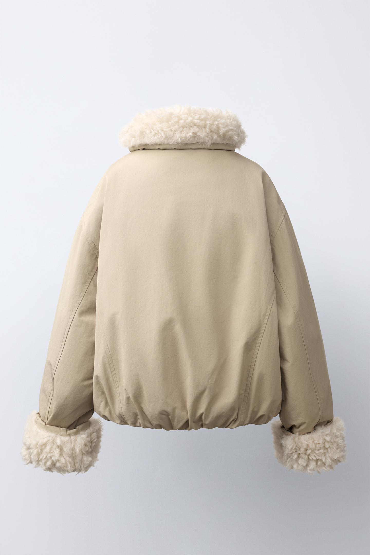 Детская куртка Zara Fur-Effect, цвет: Экрю — фото 7