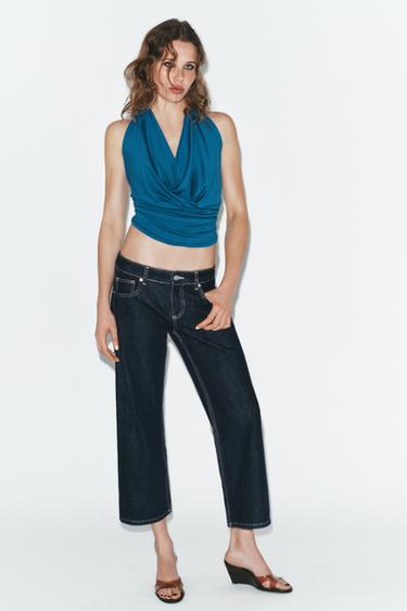 DRAPED HALTER TOP - Bluish by Zara