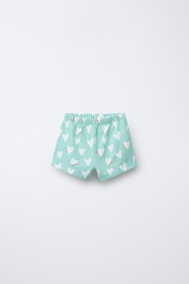 HEART PRINT BERMUDA SHORTS - Sea green by Zara - Image 0