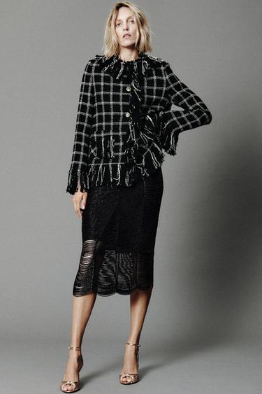 FRINGED MIDI SKIRT - Brown by Zara