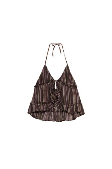 Zara METALLNIIDIGA TRIIBULINE TOPP - Brown