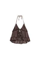 METALİK İPLİKLİ ÇİZGİLİ ŞORT ETEK - Görsel 2