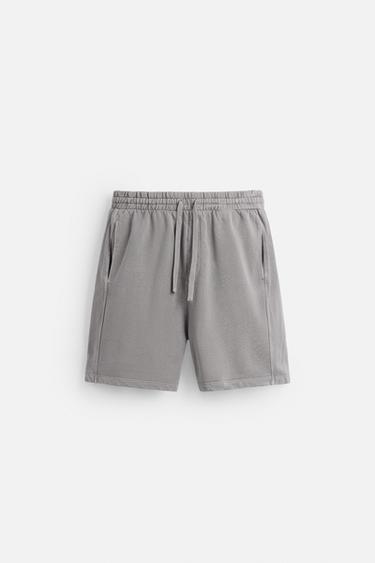 WASHED RELAXED FIT JOGGER BERMUDA SHORTS - Light grey by Zara
