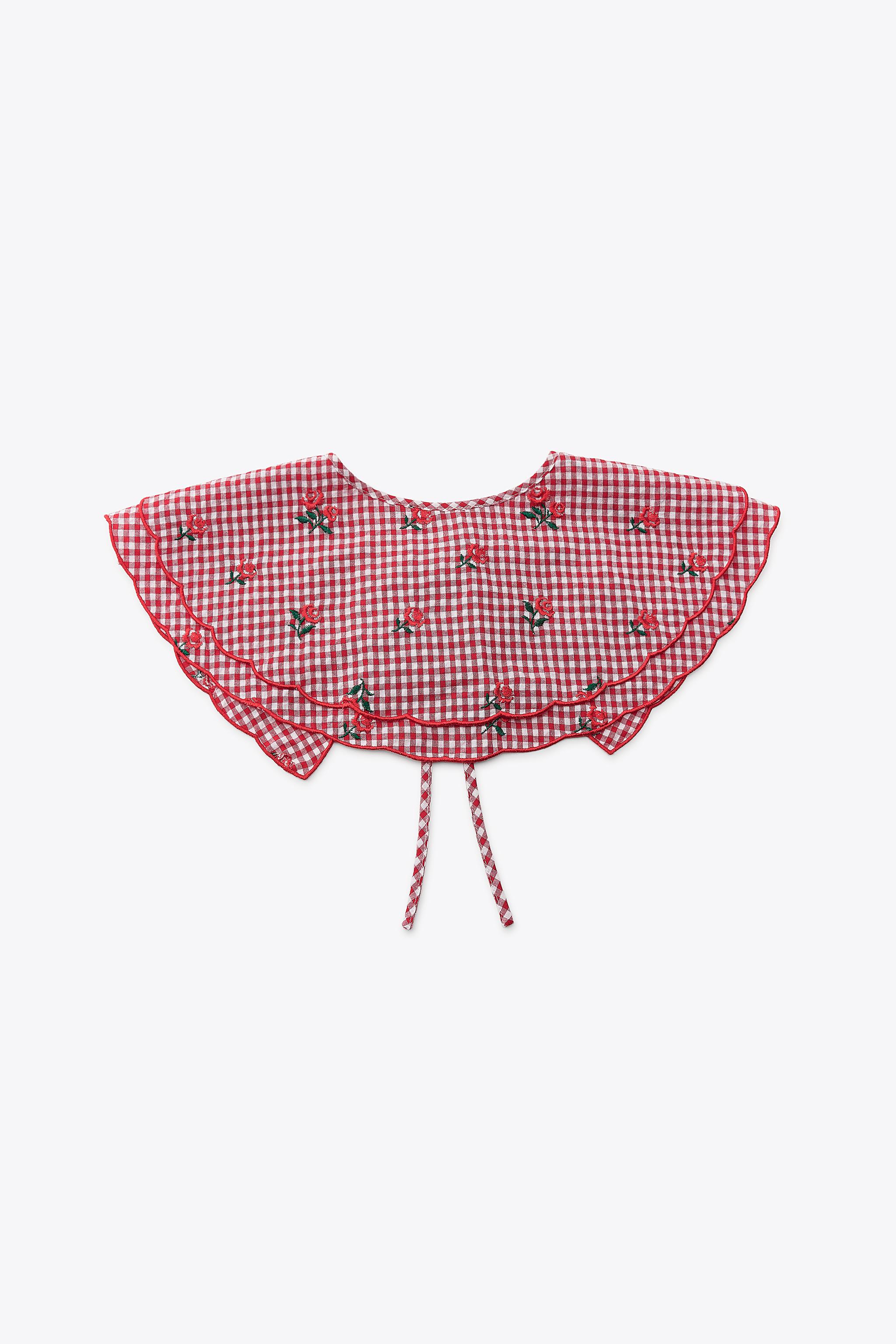 GINGHAM EMBROIDERED COLLAR