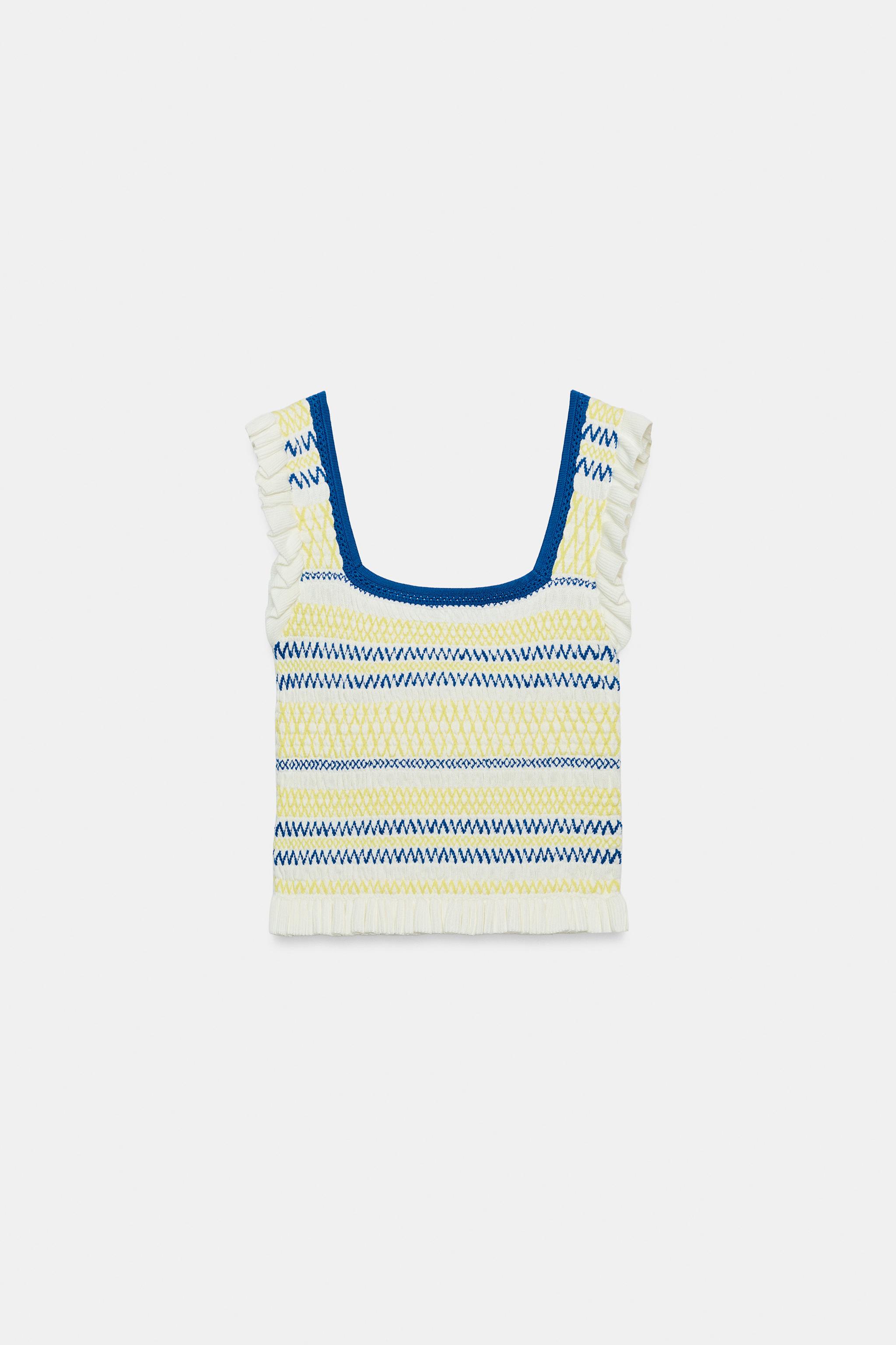 STRIPED SMOCKED TOP