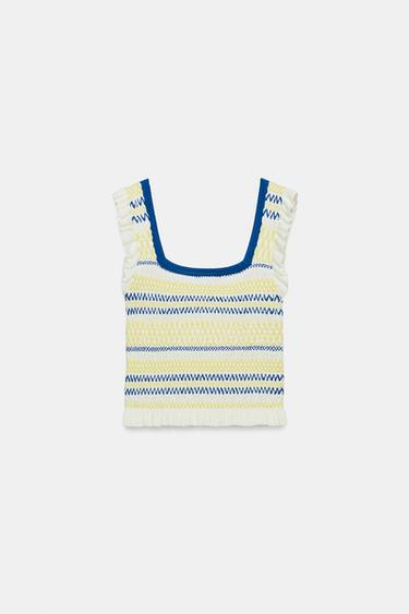 TOP RAYURES NID D'ABEILLE - Multicolore de Zara - Image 6