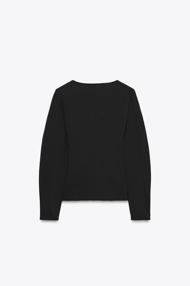 GATHERED CREPE TOP - Black by Zara - Image 6