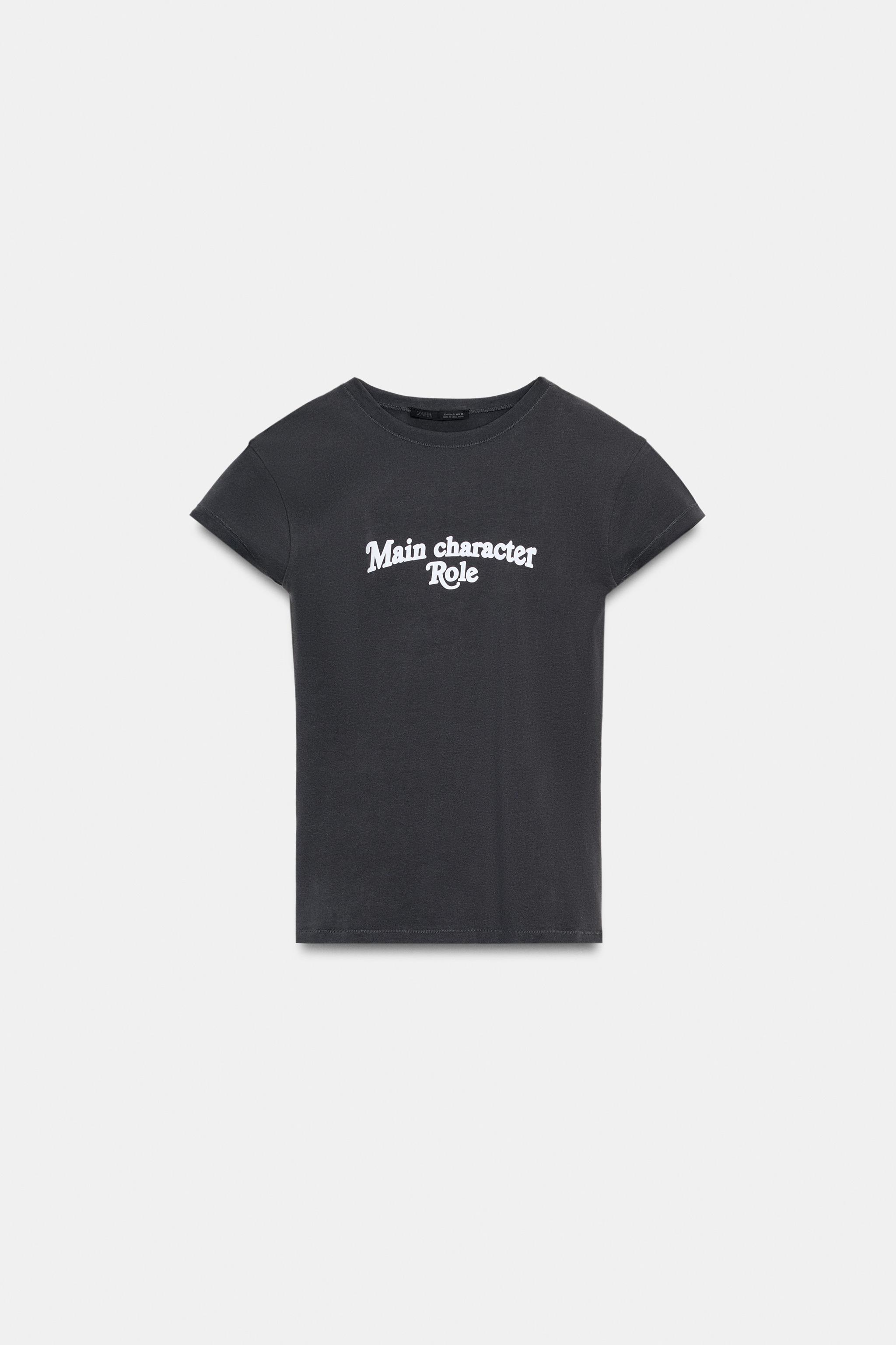 CAMISETA COM MENSAGEM FRONTAL - Chocolate | ZARA Brasil