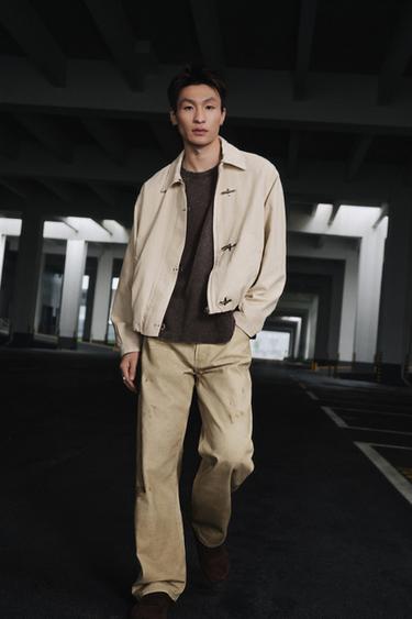 Zara 牛角扣短版外套 - 黃油色