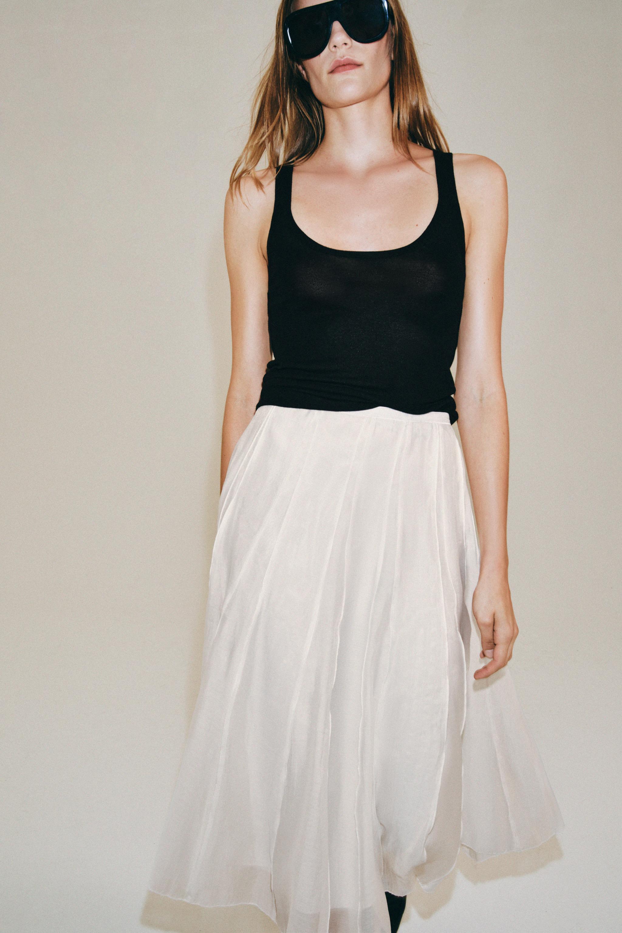 ZW COLLECTION FLOWY COMBINED SKIRT — Oyster-white