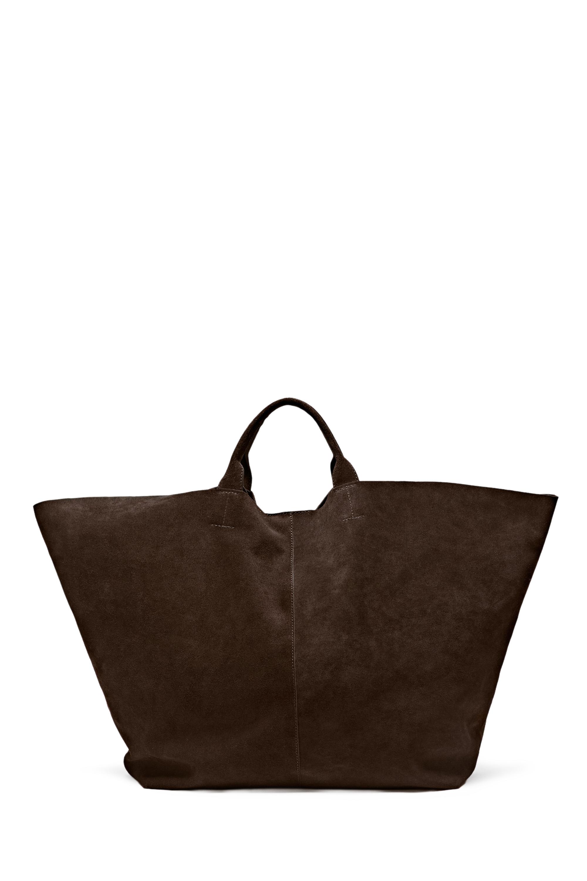Maxi suede tote bag - Chocolate | ZARA Canada