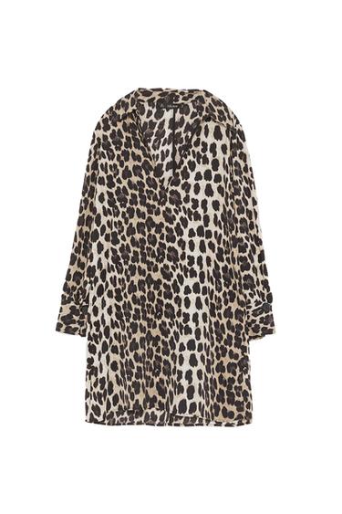 LEOPARD PRINT SHIRT DRESS