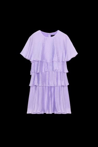 Zara RUFFLED MINI DRESS - Light lilac