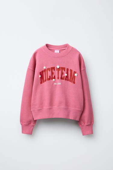 SUDADERA ESTAMPADA VARSITY - Rosa tiza de Zara - Imagen 0