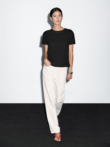 Zara 100% cotton short-sleeve T-shirt - Black - Image 0