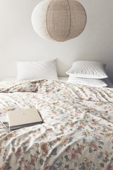 SATEEN FLORAL DUVET COVER - Ecru by Zara - Image 5