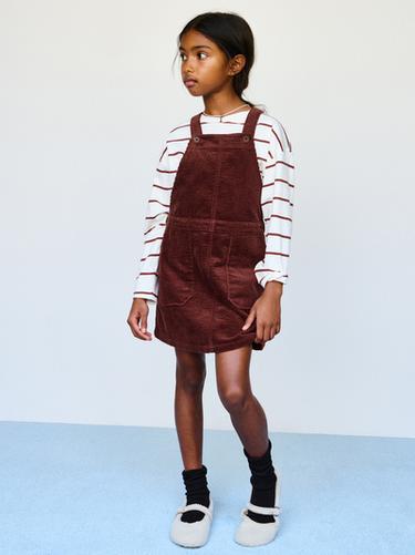CORDUROY PINAFORE DRESS - Reddish by Zara