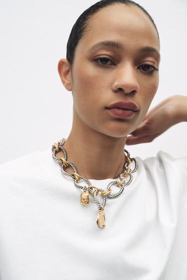 Zara COIN NECKLACE - Gold / Silver - Image 0