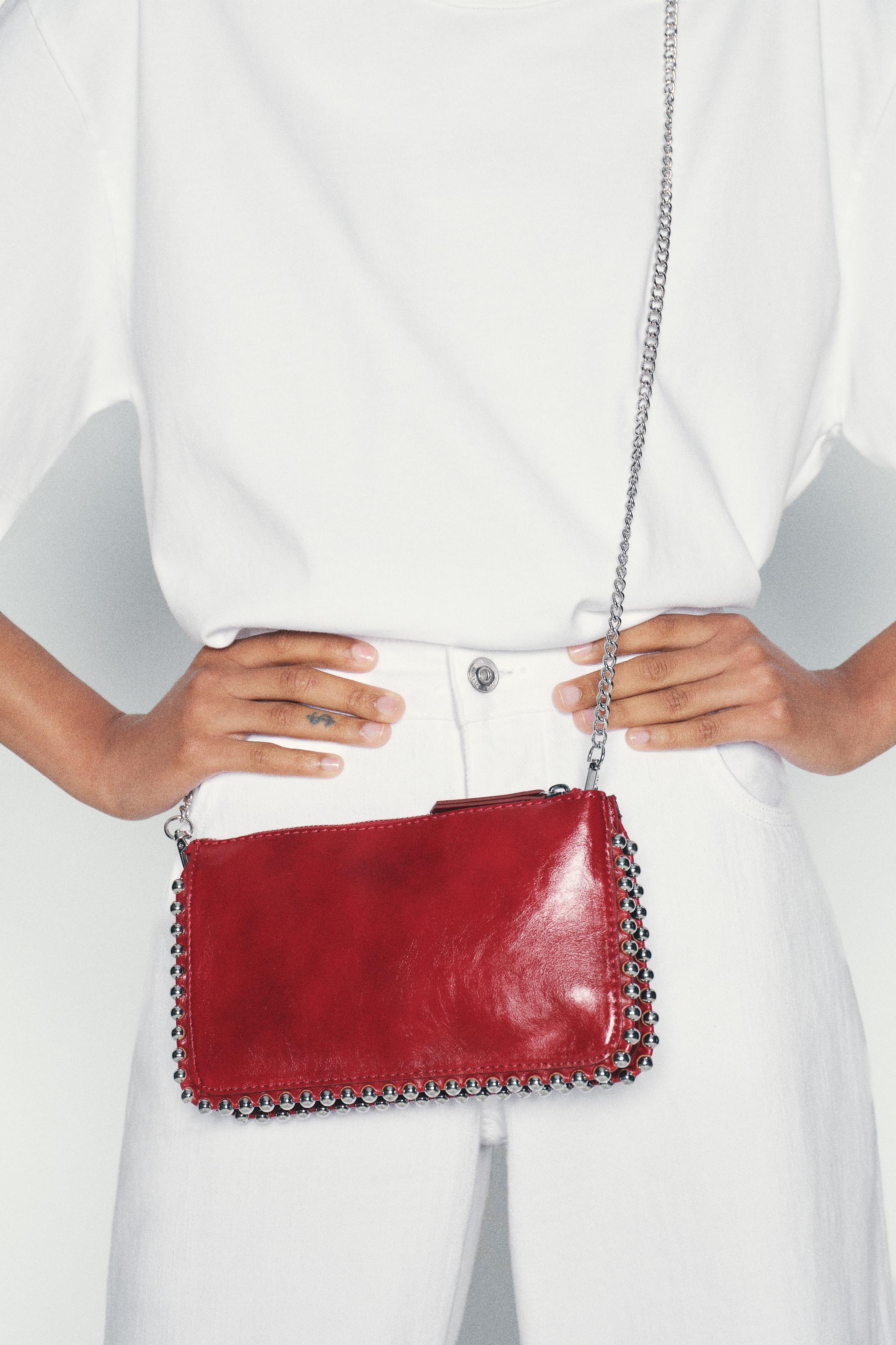 STUDDED CROSSBODY WALLET BAG Red ZARA United States