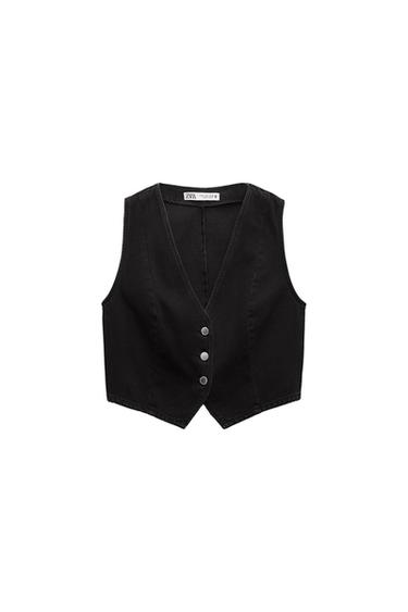 Z1975 DENIM CROPPED WAISTCOAT