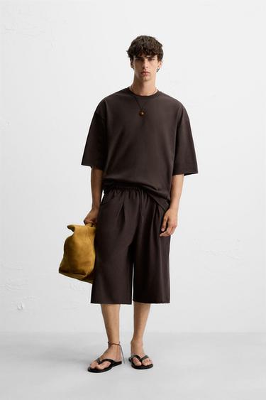 T-SHIRT OVERSIZED FIT - Castanho da Zara