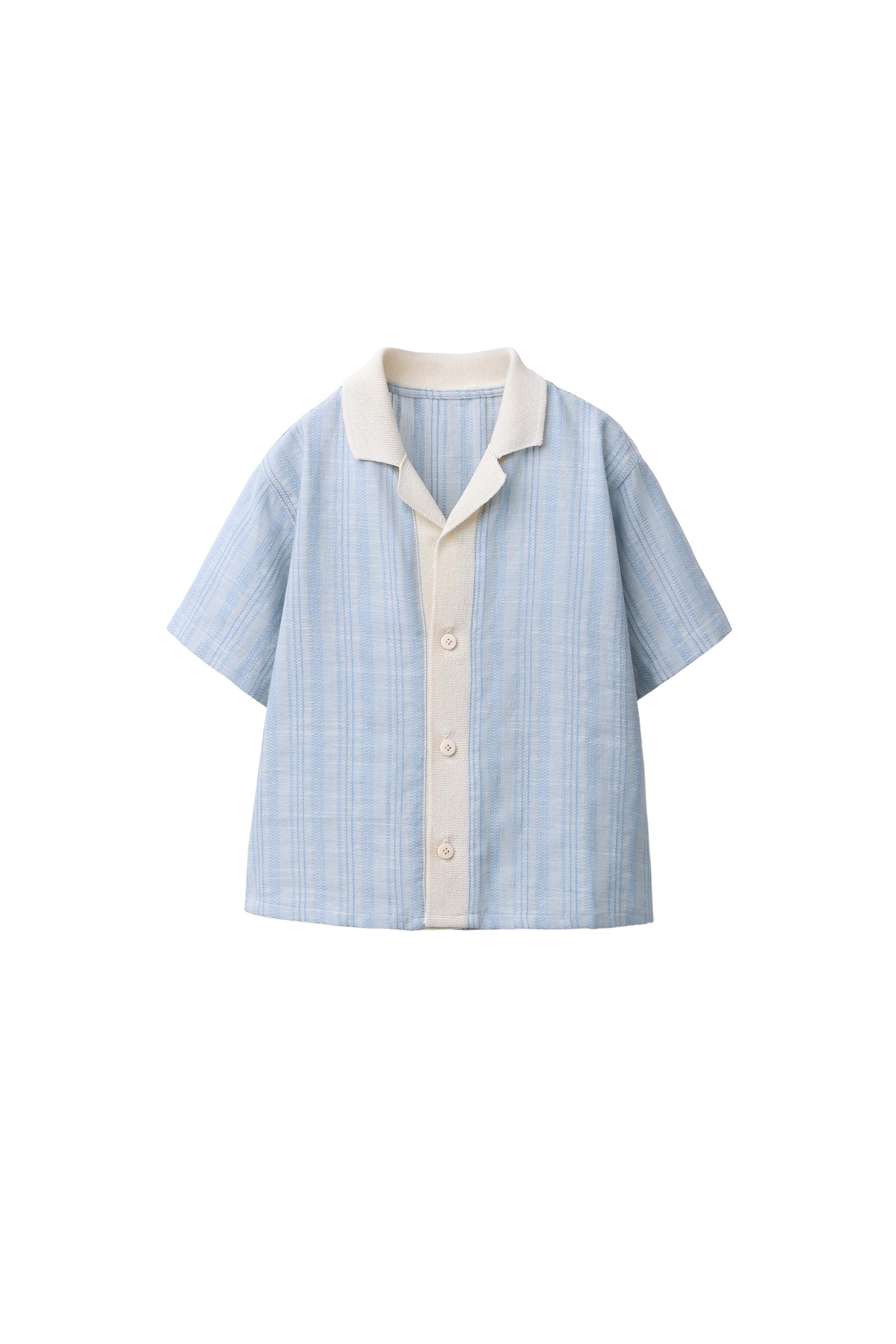 トップス ARGUE STRIPE LINEN SOLODITY SHIRT STRIPED SHIRT WITH COTTON AND LINEN - Blue | ZARA United States