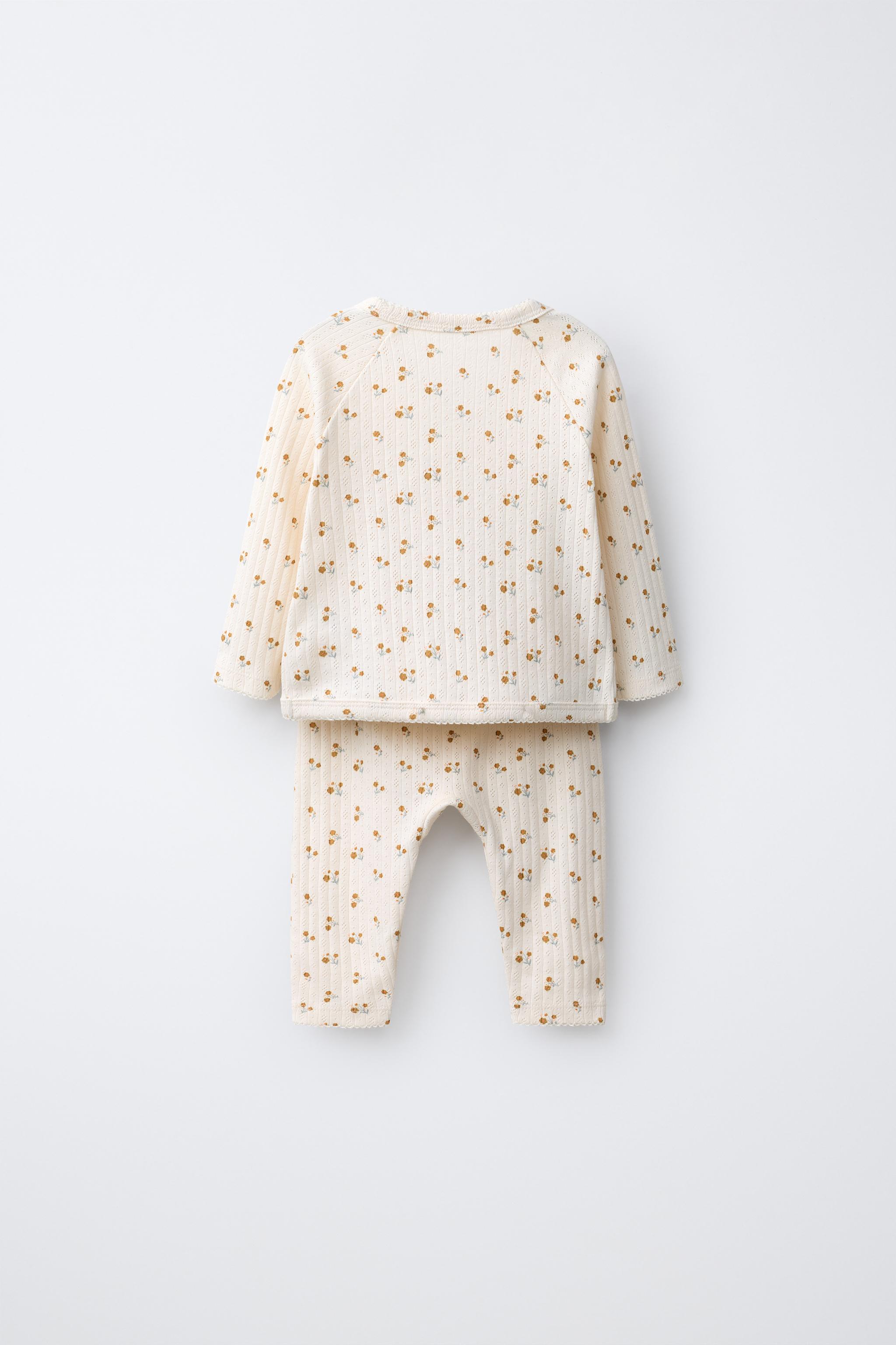 Детские брюки Zara FLORAL PRINT T-SHIRT, LEGGINGS AND BONNET SET — фото 3
