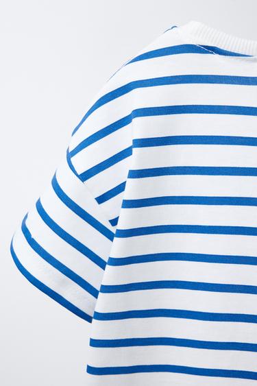 T-SHIRT À RAYURES IMPRIMÉ - Bleu chiné de Zara - Image 3