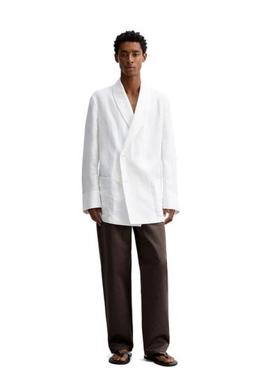 BLAZER RELAXED FIT LINEN - Putih dari Zara