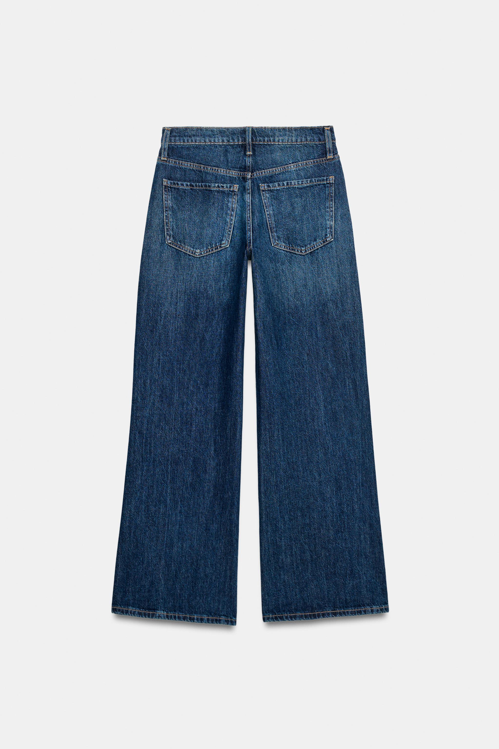 ZWコレクション ローライズワイドレッグデニムパンツ - ブルー | ZARA