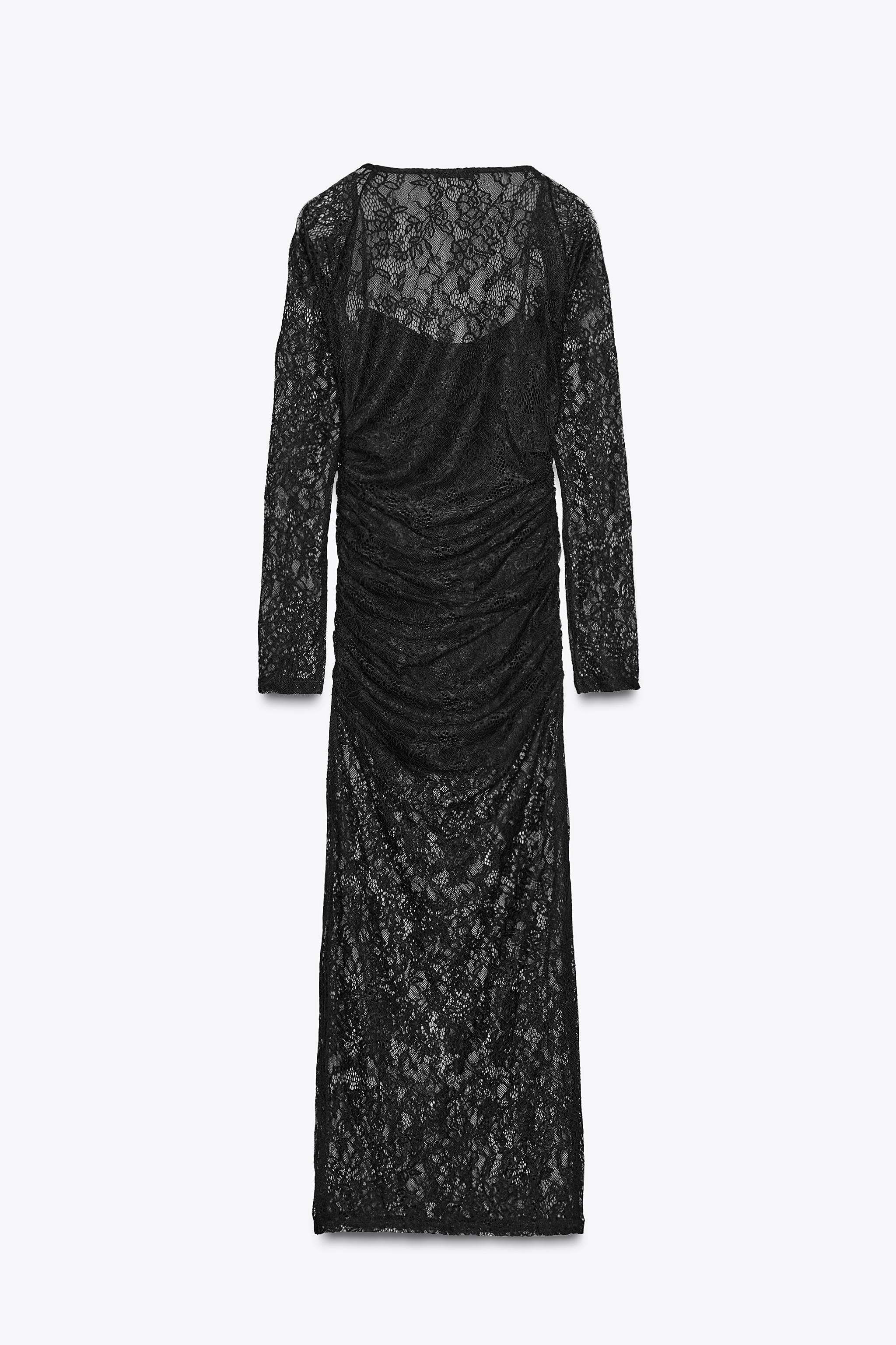 LACE MIDI DRESS WITH ARM CUFFS