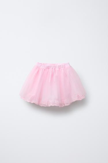 FALDA DOBLE BORDADOS TUL - Rosa pastel de Zara