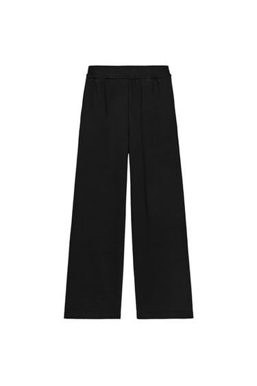 WIDE-LEG PLUSH TROUSERS - Black by Zara