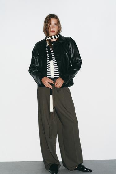 TRENCH COURT MATIÈRE SYNTHÉTIQUE - Noir de Zara - Image 5