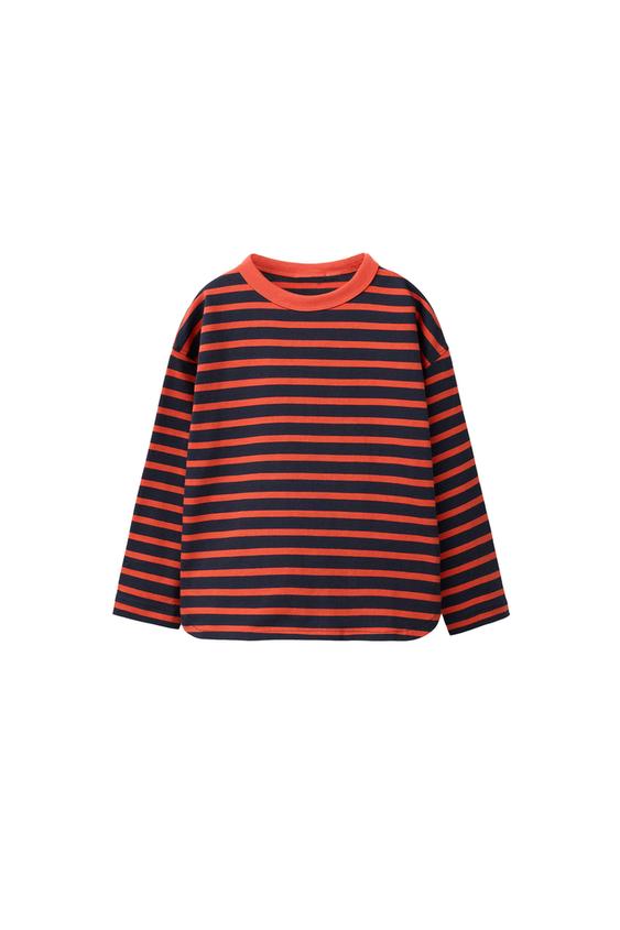 Zara STRIPED PRINT T-SHIRT - Cherry red - Image 0