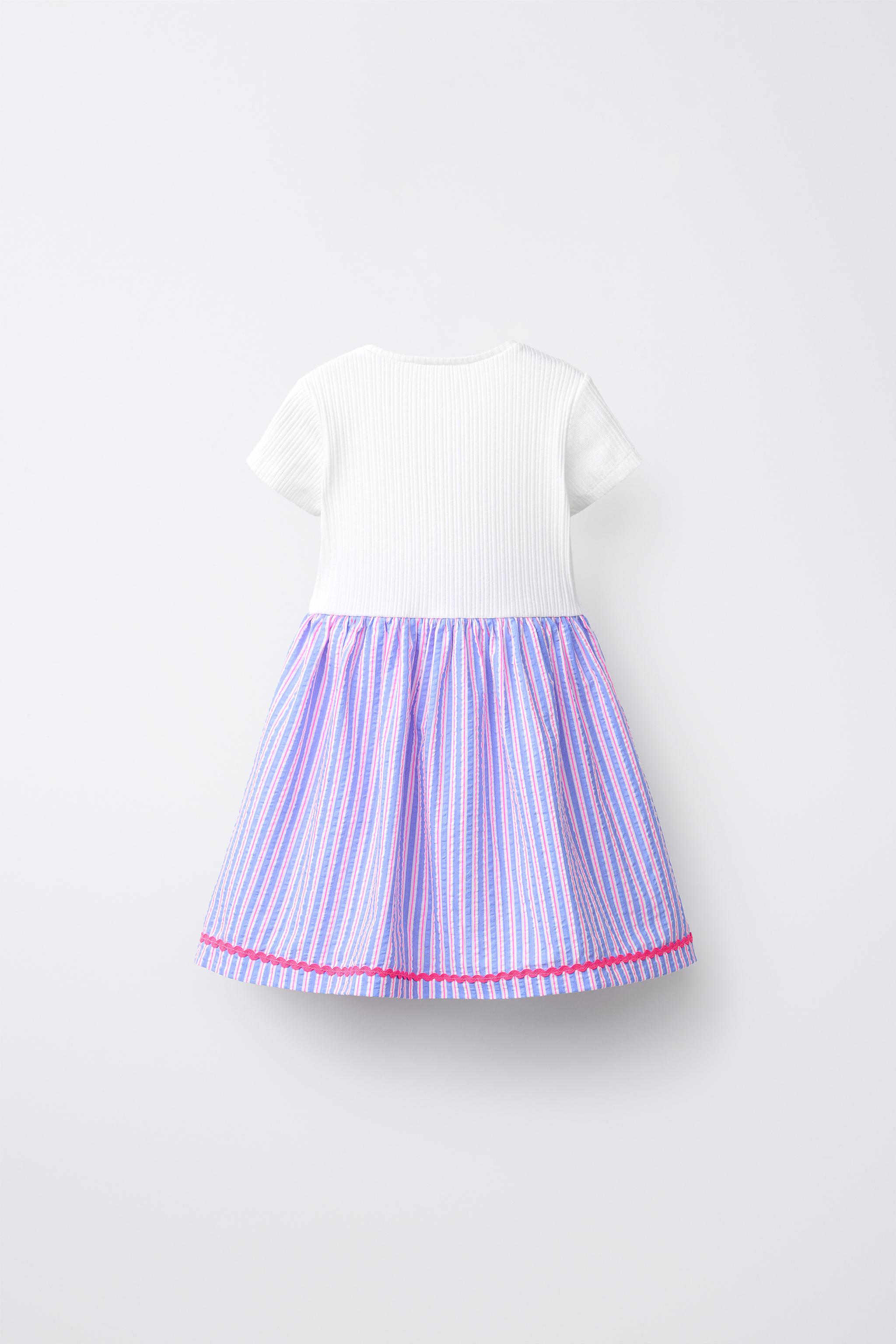 COMBINATION EMBROIDERED DRESS — Ecru