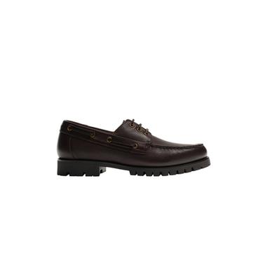 Zara LEATHER BOAT SHOES - Brown
