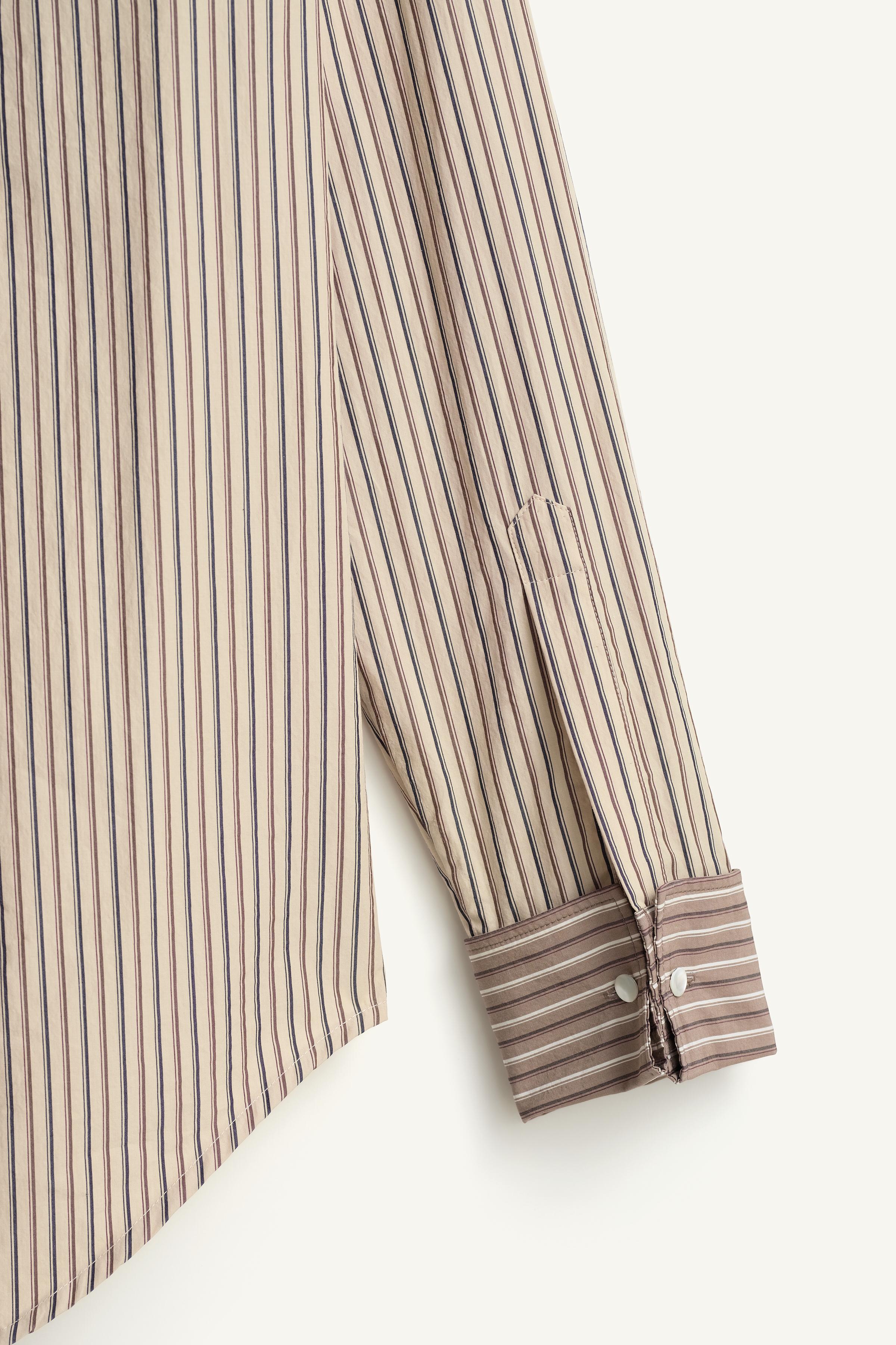RELAXED-FIT COMBINED STRIPE SHIRT
