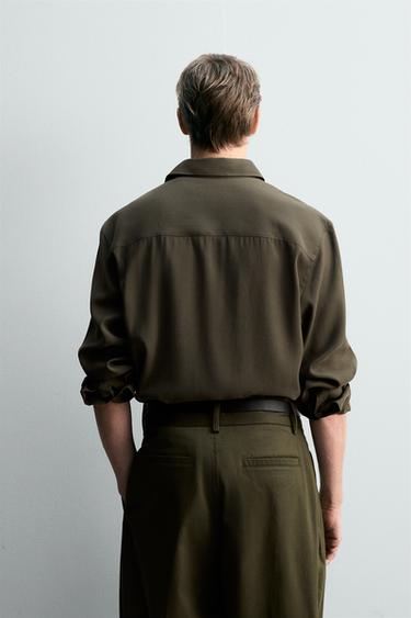 RELAXED FIT FLOWING SHIRT - Khaki by Zara