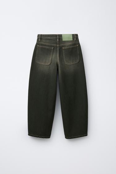 DISTRESSED-EFFECT BALLOON JEANS - Grey green by Zara - Image 1