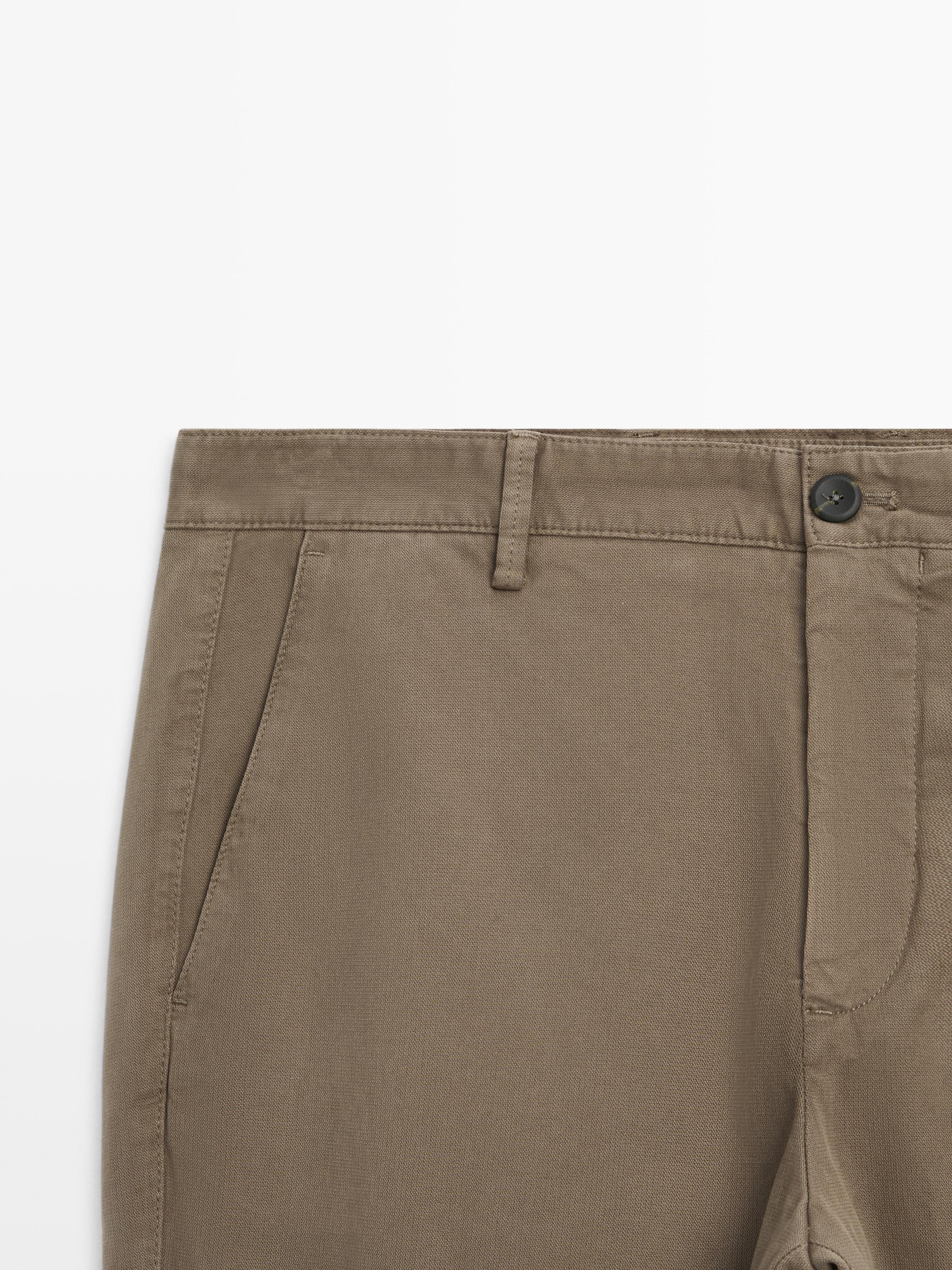 Slim-fit micro-textured trousers