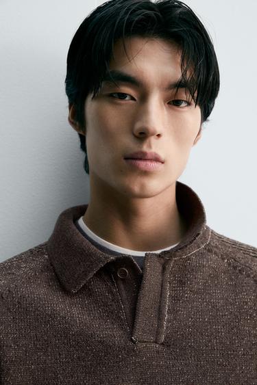 TEXTURED KNIT POLO SHIRT - Brown by Zara